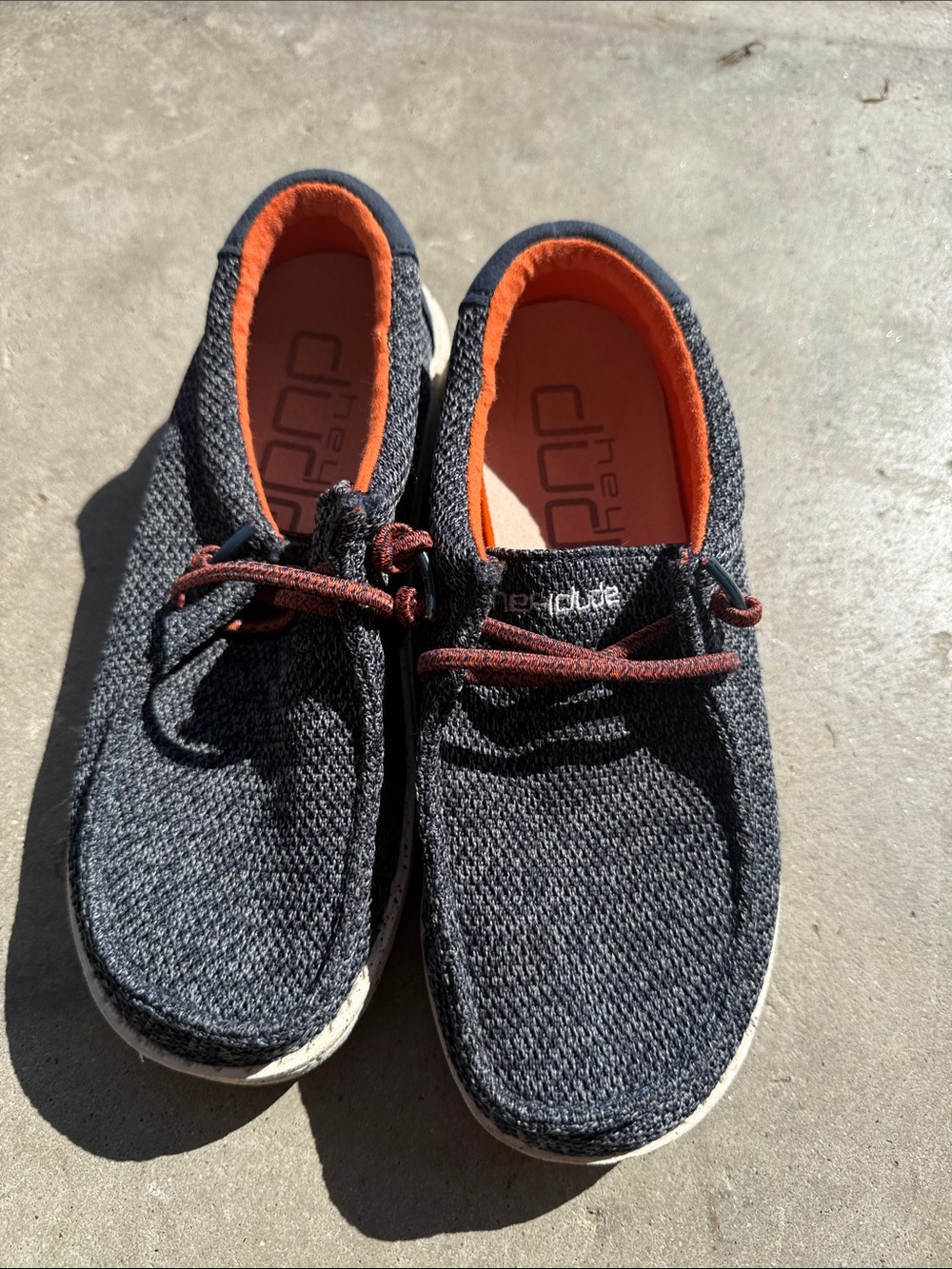 Hey Dude Kids Gray Knit Slip-On Sneakers with Orange Lining